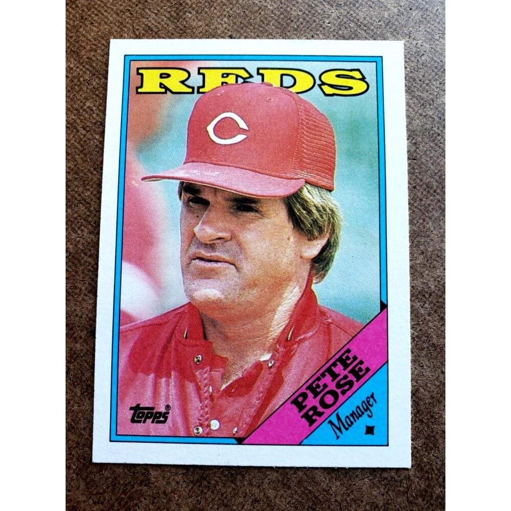 Vintage 1988 Topps PETE ROSE CINCINNATI REDS TEAM CHECKLIST MLB Card 475 CORNERS